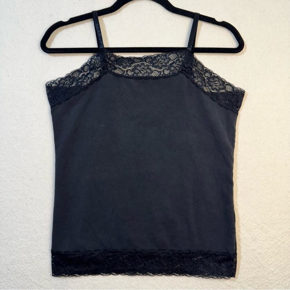 NTCO Nomadic Traders Elegant Black Lace Trim Cami Top Size Medium Y2K